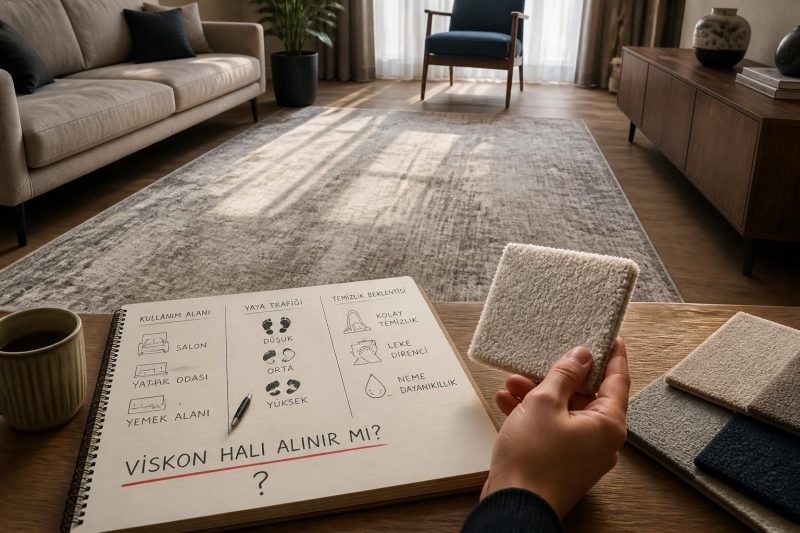 Viskon halı alınır mı sorusu için yatak odasında viskon halı