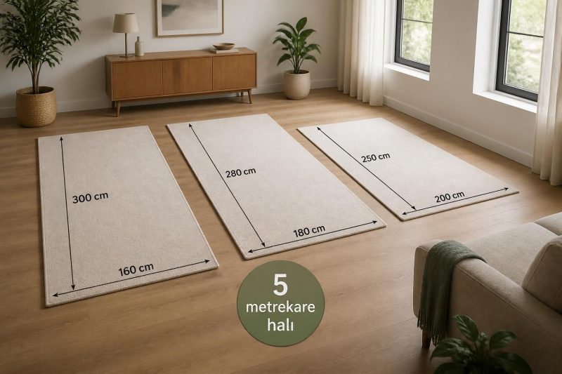 5 Metrekare Halı Kaç cm Olur? 160×300, 180×280 ve 200×250 Ölçülerinde Oda Şekline Göre Doğru Ebat Seçimi