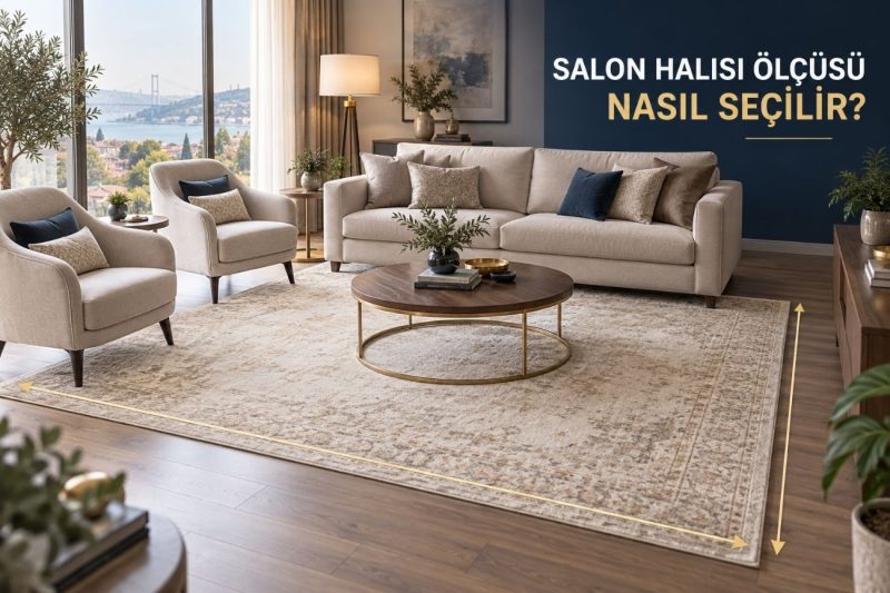 Salon Halısı Ölçüsü Nasıl Seçilir? Köşe Koltuk, İkili-Üçlü Koltuk ve Geçiş Mesafesine Göre Yerleşim Rehberi