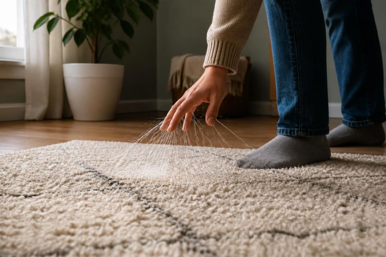 Halı neden elektriklenir sorusunu gösteren ev halısı