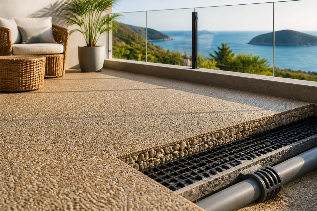 Taş halı balkon ve terasta kullanılır mı örneği