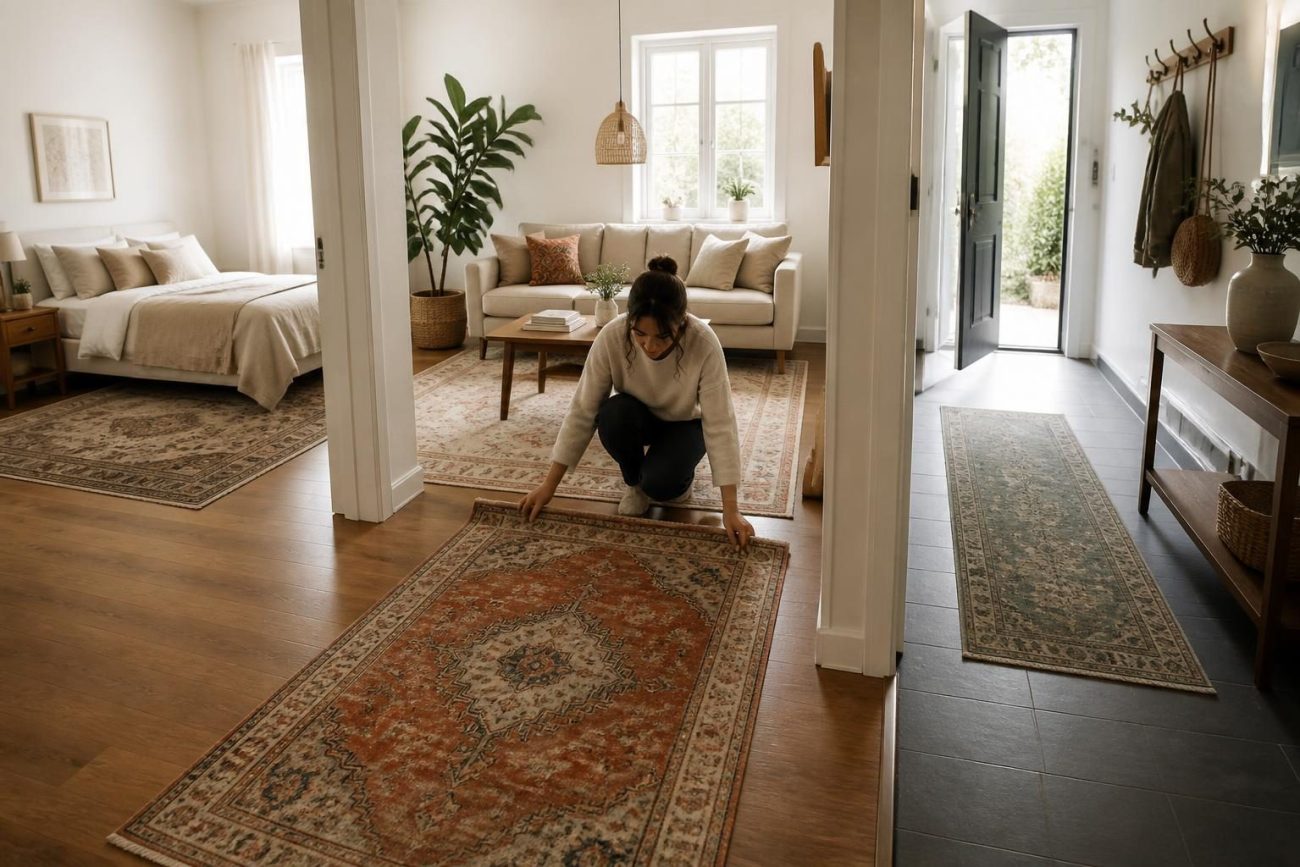 Vintage halı hangi odada kullanılır salon örneği